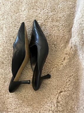 Maeve Black Pointed Toe Mule Heels
